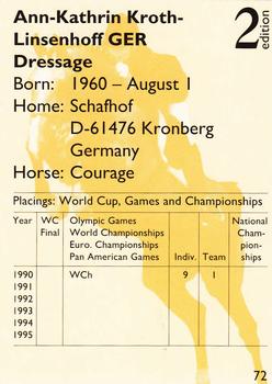1995 Collect-A-Card Equestrian #72 Ann-Kathrin Kroth-Linsenhoff / Courage Back